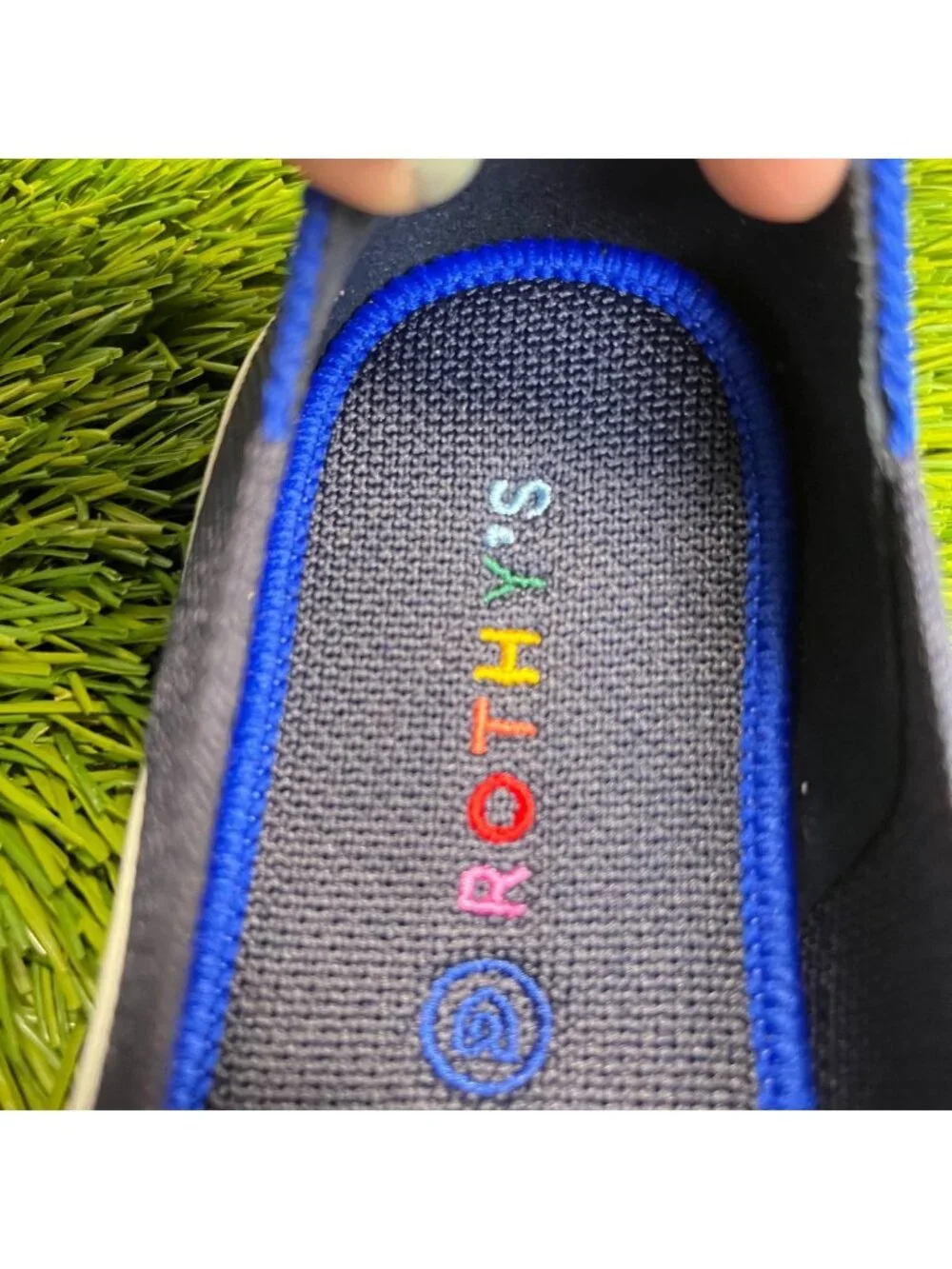 Rothy's The Kids Boys Size 3Y Blue White Athletic Slip On Knit Shoes Sneakers